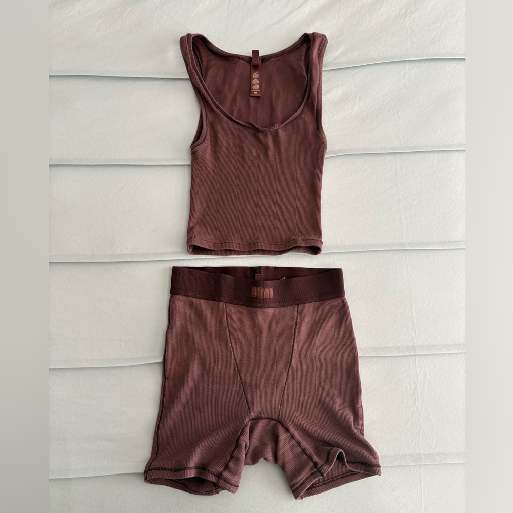 SKIMS Chocolate Brown Tank/Shorts Set